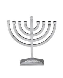 Traditional Hammered Menorah - Polished Aluminum