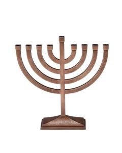Traditional Aluminum Hammered Menorah - Copper Finish