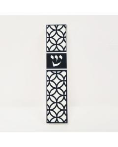 5.5" Aluminum and Lucite Mezuzah-Black/White