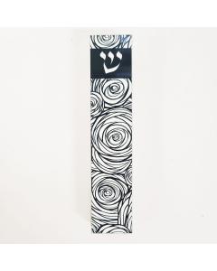 5.5" Aluminum and Lucite Mezuzah with Rose Motif