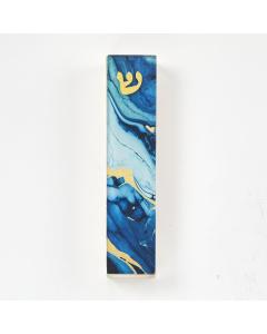 "Dark Blue Marble" Art Glass Mezuzah