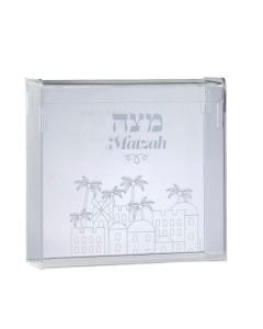 Acrylic Flip Top Matzah Box w/ Jerusalem Motif