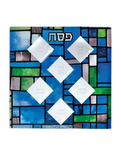 ''Stained Glass'' Seder Plate, Square