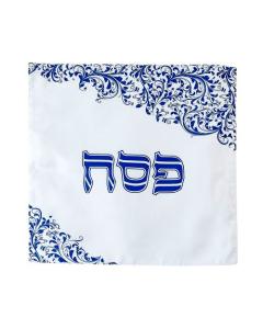 Matte Satin Matzah Cover, Blue Swirls