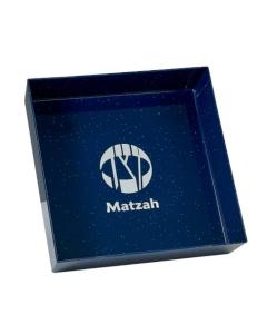 Square Navy PS Matzah Tray With Silver Glitter