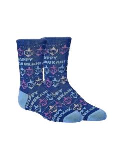 Chanukah Youth Crew Socks, Dreidels and Happy Chanukah