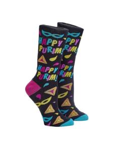 "Happy Purim" Adult Crew Socks