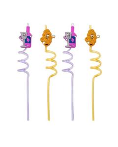 Set of 4 Shabbat Fun Straws with Kiddush Cups and Challah