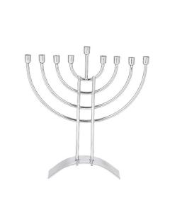 Traditional Steel Menorah, Silver Finish
