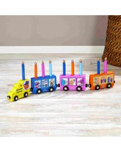 My Play Wood Train Menorah w/ Removable Wood Candles