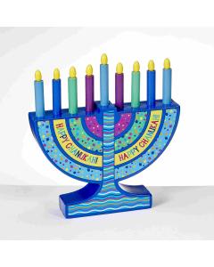My Mini Wood Menorah with 9 Removable Wood Candles  - Bright Colors