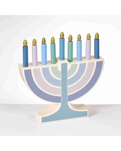 My Mini Wood Menorah with 9 Removable Wood Candles  - Simplicity Colors