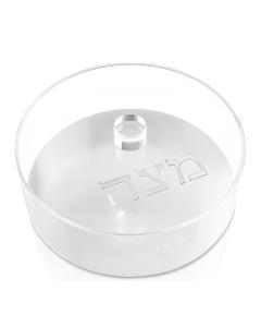Silver Pearl Round Lucite Matzah Box
