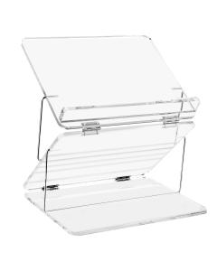 Lux Lucite Foldable Tabletop Shtender with Silver Metal