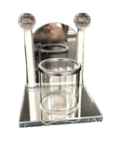 Crystal Memorial Candle Holder Mirror 6"