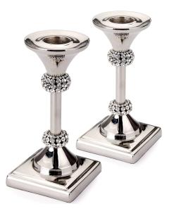 Set of Stainless Steel Candle Holder with Crystal Diamond Design
