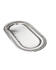 Hammered Stainless Steel Oval Tray with Stones