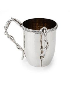 Hammered Stainless Steel Wash Cup with Crystal Beads