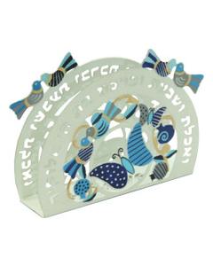 Laser Cut Napkin Holder Bird Design-Blue