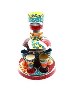 Hadarya Hand Painted Kiddush Fountain-6 Cups - Colorful
