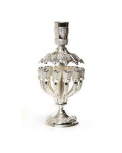 Silverplate Filigree Kiddush Fountain - 6 Cups -  Grapes Design - 20"