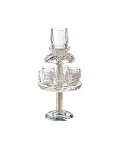 Yair Emanuel Hand Painted Wood Kiddush Fountain Set, 8 Cups - Jerusalem