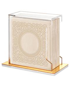 Faux Leather Lacey style Haggadahs in Lucite Stand  - Edut Hamizrach (Cream)