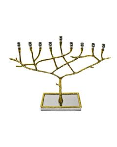 Candle Menorah w/ Gold Stem - Goldstone Collection