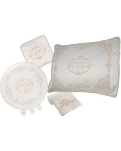 Silver and White Satin Swarovski Crystal Collection Seder Set