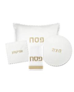 Scalloped Edge Pesach Set - Gold