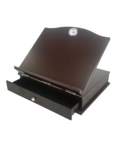 Mahogany Table Shtender with Drawer & Clock