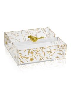 Square Floral Bird Napkin Holder