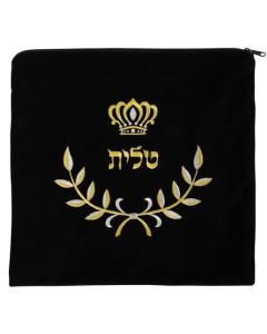 Tallis Bag - Large - Navy Velvet - Gold/Silver - Crown