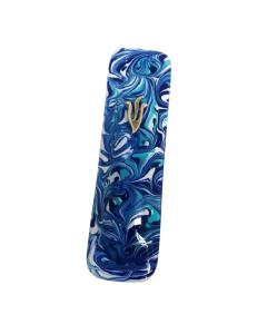 Marbled Blues Art Glass Mezuzah by Tamara Baskin
