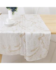 Jacquard Tablecloth #1327 White/Gold Wave