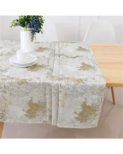 Jacquard Tablecloth #1329 White/Gold Tree