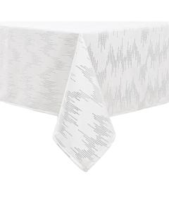 White Velvet Tablecloth - Dotted Silver Foil Print