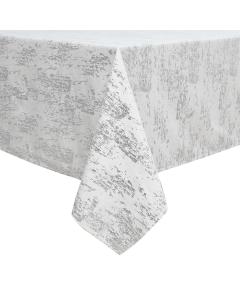 Velvet Tablecloth White Silver Mosaic Print
