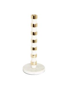 White and Gold Taper Candle Stick - Single
