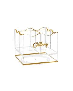 Swivel Wave Cutlery Holder with Script Plaque - Gold