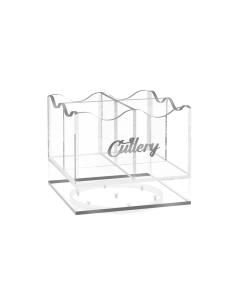 Swivel Wave Cutlery Holder with Script Plaque - Silver