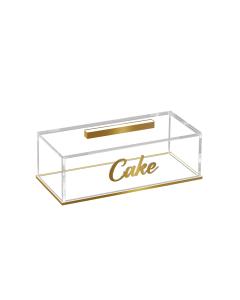 Classic Cake Log Holder with Script Plaque - Gold