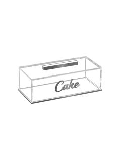 Classic Cake Log Holder with Script Plaque - Silver