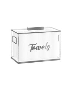 Classic Towel Box with 8 Towels and Script Plaque - Silver