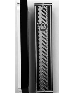 Silver Plated Mezuzah Case - Black Border - Classic Design - 15 Cm
