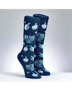 "Menorahs and Dreidels" Cozy Adult Slipper Socks