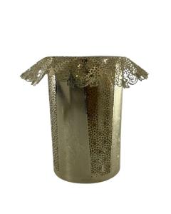 Lasercut Gold Tzedaka Box-Round Floral Design