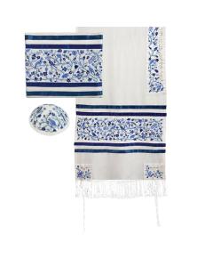 Tallit- Embroidered the Matriarchs- blue (EM-TAH2B)