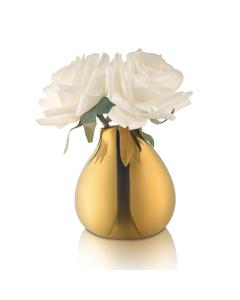 Gold Faux Floral Teardrop Vase