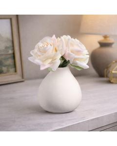 White Faux Floral Teardrop Vase